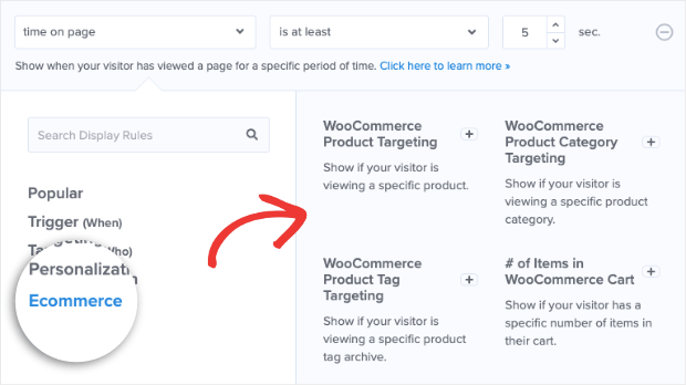 Ecommerce filter brings up woocommerce options