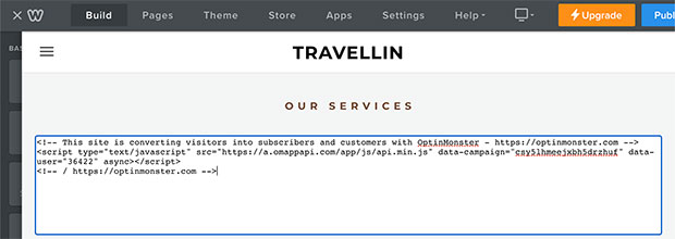 weebly-build-custom-html-block - OptinMonster Add OptinMonster campaign embed code to a Custom HTML block in Weebly.