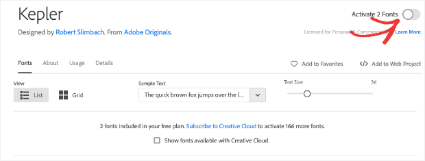 Activate Kepler Font from Typekit-min - OptinMonster Activate Kepler Font from Typekit