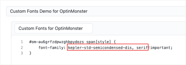Custom font family code for OM camaign-min - OptinMonster Custom font family code for OM camaign min