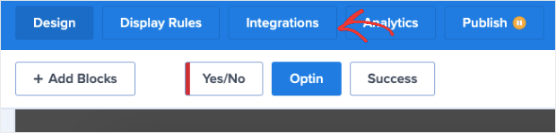 Integrations for OptinMonster editor