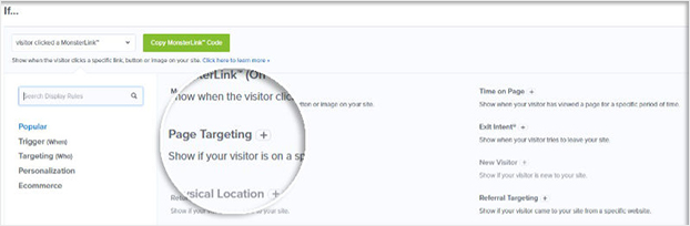 OptinMonster Page Targeting Display Rule