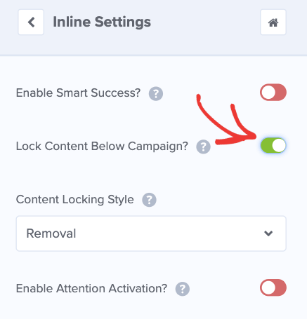 Toggle switch to lock content