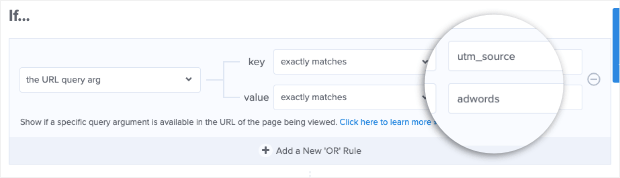 Add URL query argument key and value