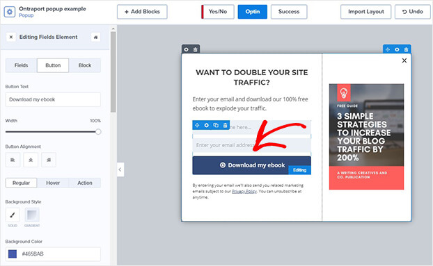 Ontraport Popup Color Button Edit - OptinMonster Ontraport Popup Color Button Edit