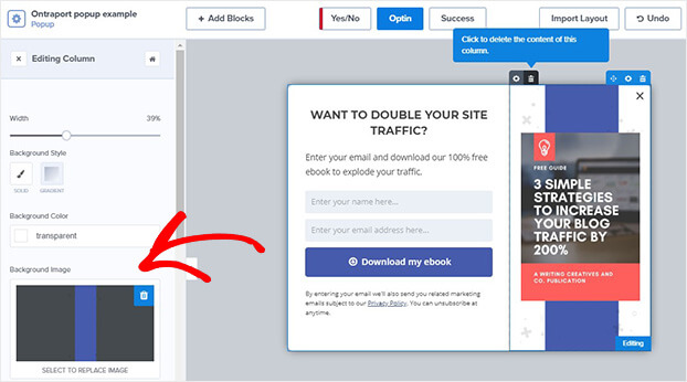 Ontraport Popup Delete Element - OptinMonster Ontraport Popup Delete Element