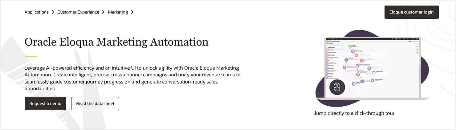 Oracle Eloqua homepage