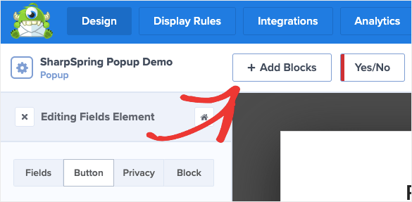 Basic template add a block for a SharpSpring Popup