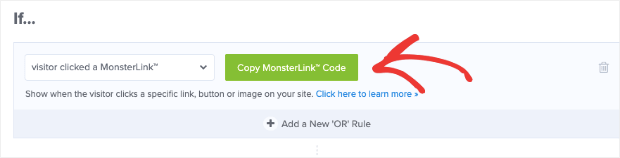 Copy MonsterLink code for clickable popup
