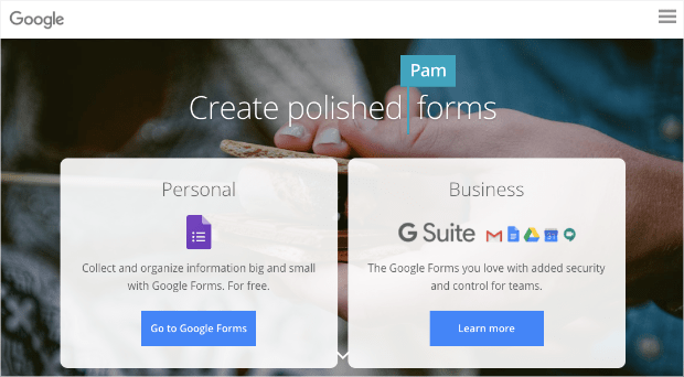 Google Forms Homepage