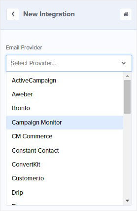 OptinMonster Email Provider Dropdown