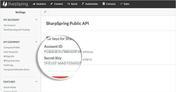 SharSpring API Settings
