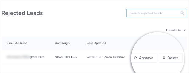 Approve or delete leads