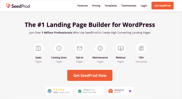 SeedProd landing page creation tool homepage-min