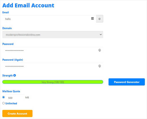 Create email account in cPanel