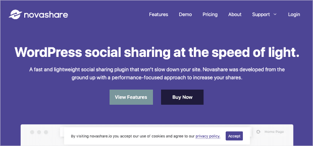 Novashare homepage