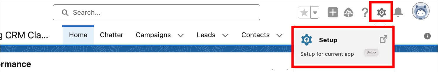 1-mcae-setup - OptinMonster Click the clog icon in the upper right corner and click "Setup"
