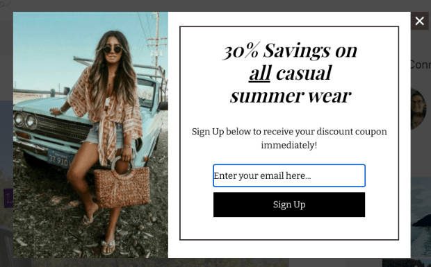 Geotargeting example with summer wear