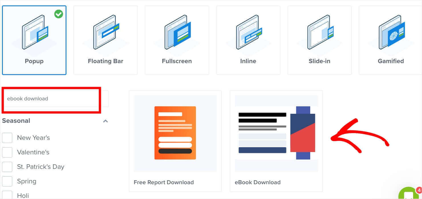 optinmonster-ebook-download-template - OptinMonster Use the search field to find the "ebook download" template