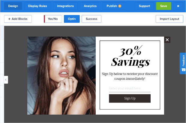 shopping template in the optinmonster editor-min - OptinMonster shopping template in the optinmonster editor