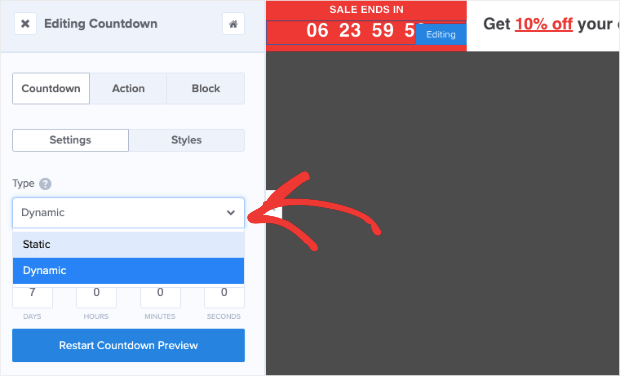 change countdown timer from static to dynamic