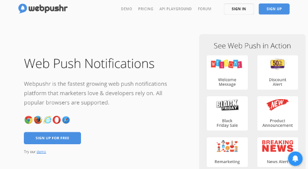 webpushr push notifications
