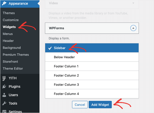 add wpform widget to wordpress sidebar - OptinMonster add wpform widget to wordpress sidebar
