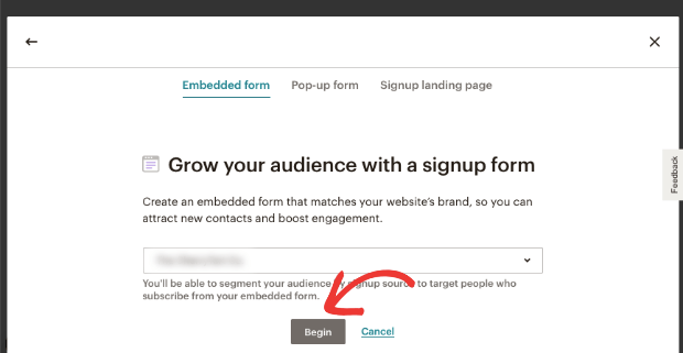 Begin creating sign up form in mailchimp - OptinMonster Begin creating sign up form in mailchimp