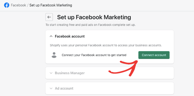 connect account facebook to shopify