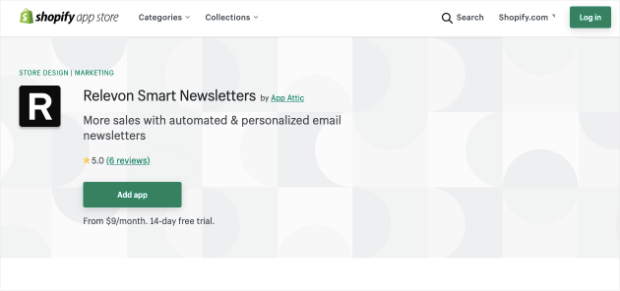 relevon shopify app homepage - OptinMonster https://apps.shopify.com/relevon-personalized-email-marketing