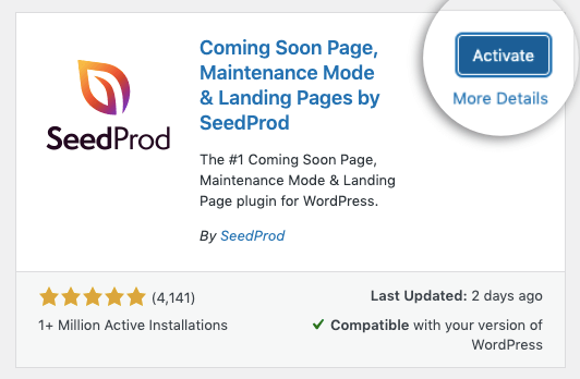 activate the seedprod plugin