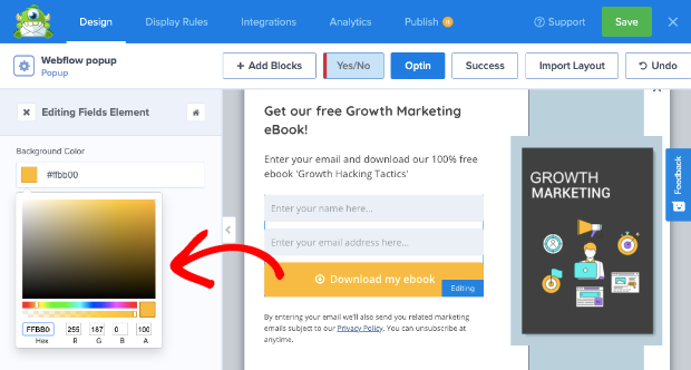 Change background color - OptinMonster Change background color