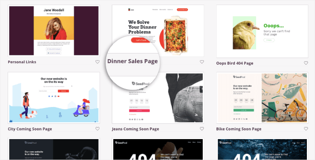 dinner sales page template