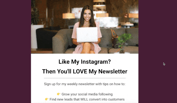instagram landing page example