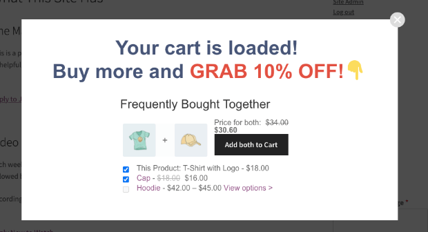 Frequently Bought Together popup offer