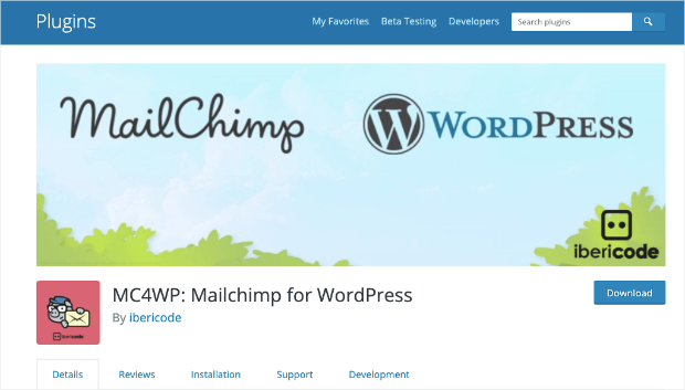 mailchimp for wordpress homepage