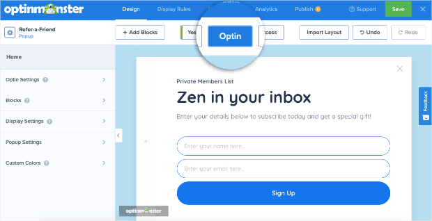 optin view for refer a friend campaign - OptinMonster optin view for refer a friend campaign