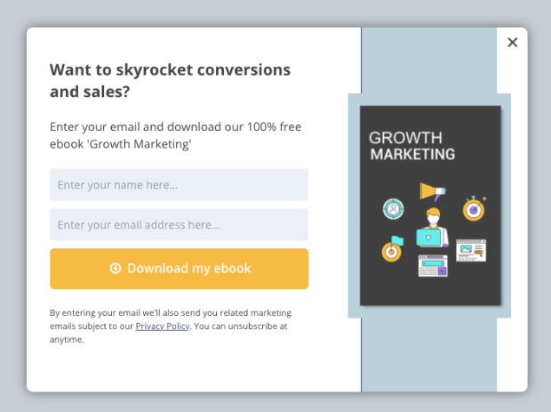 popup example - OptinMonster popup example