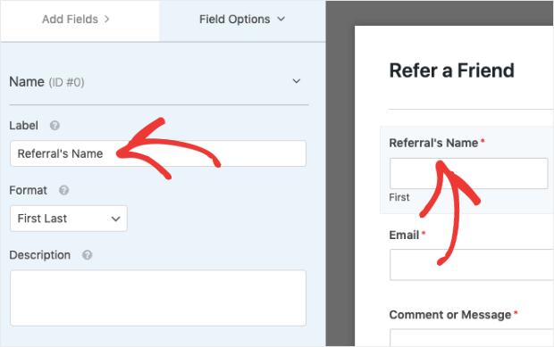 referral name change in wpforms - OptinMonster referral name change in wpforms
