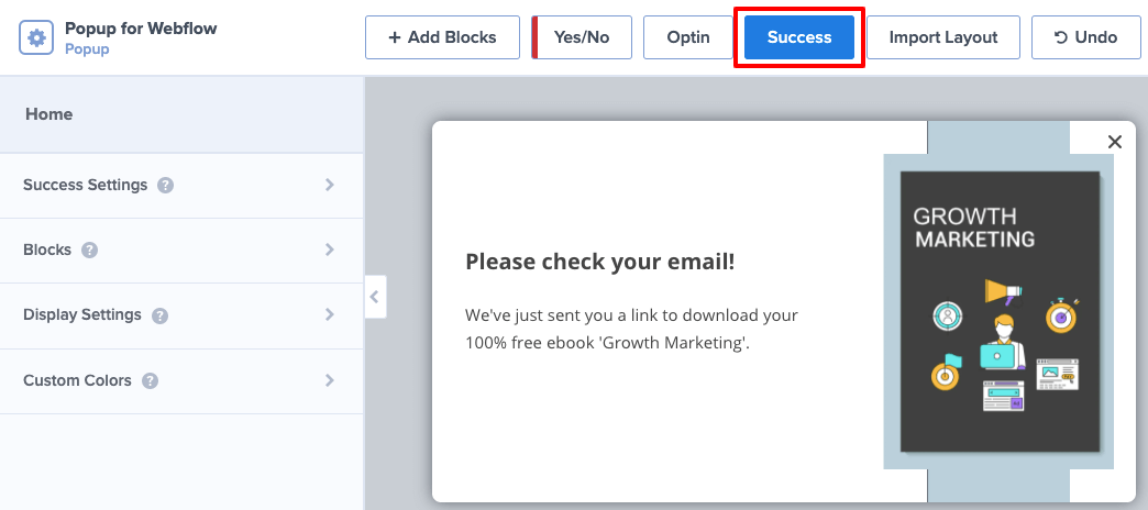 Success message - OptinMonster Success message
