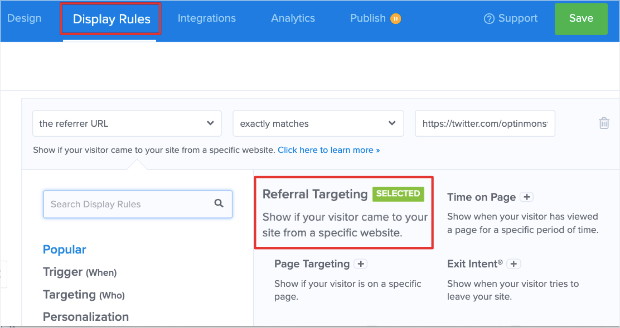 referral detection targeting