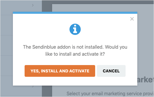 sendinblue install and activate