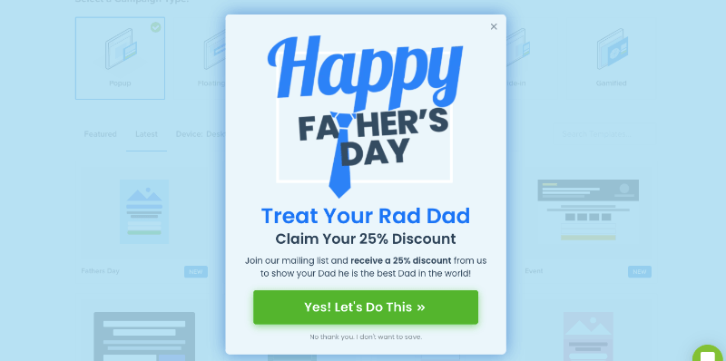 fathers day template optinmonster - OptinMonster fathers day template optinmonster