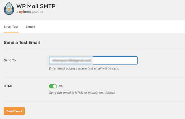 send test email with wp mail smtp