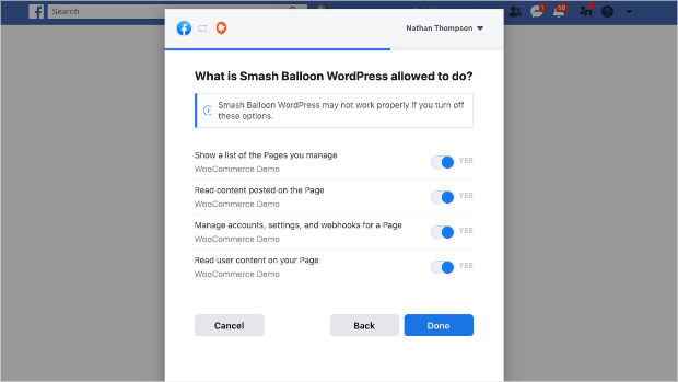 smash ballon configuration options for facebook