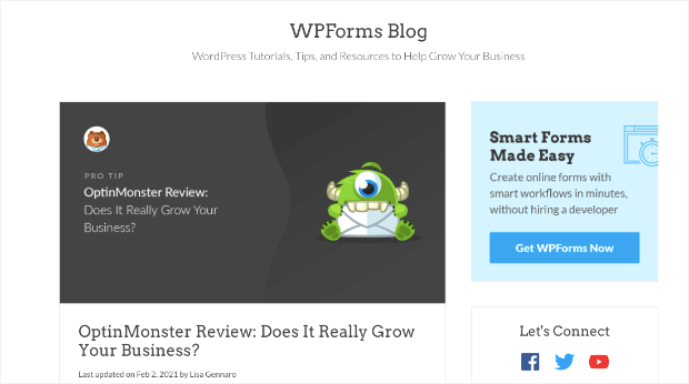 wpforms optinmonster review example
