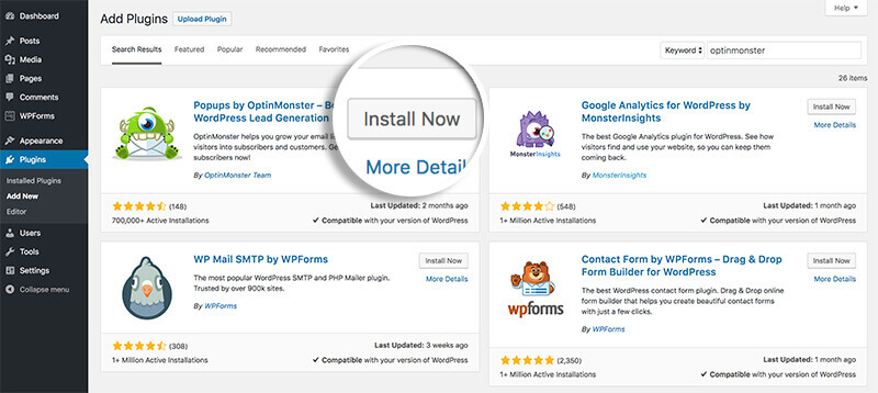 install now button for optinmonster - OptinMonster install now button for optinmonster