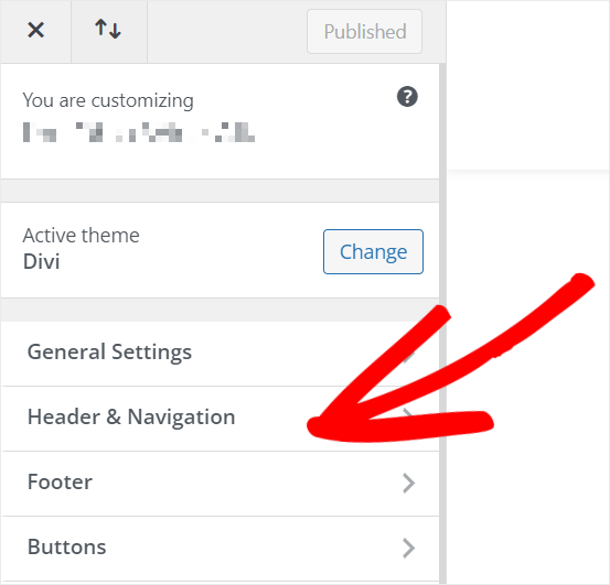 Select header and navigation button