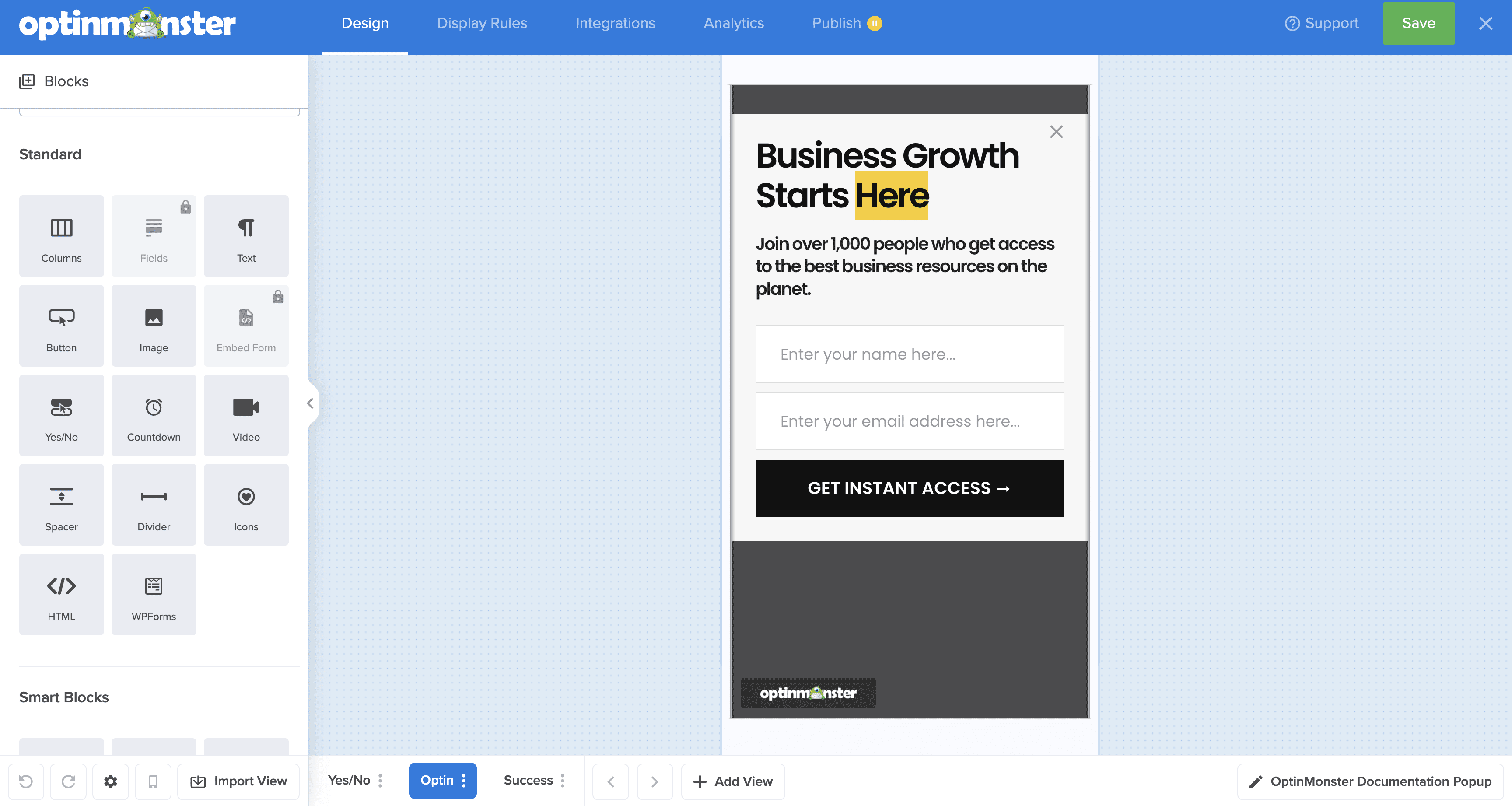 Mobile preview of campaign in the builder