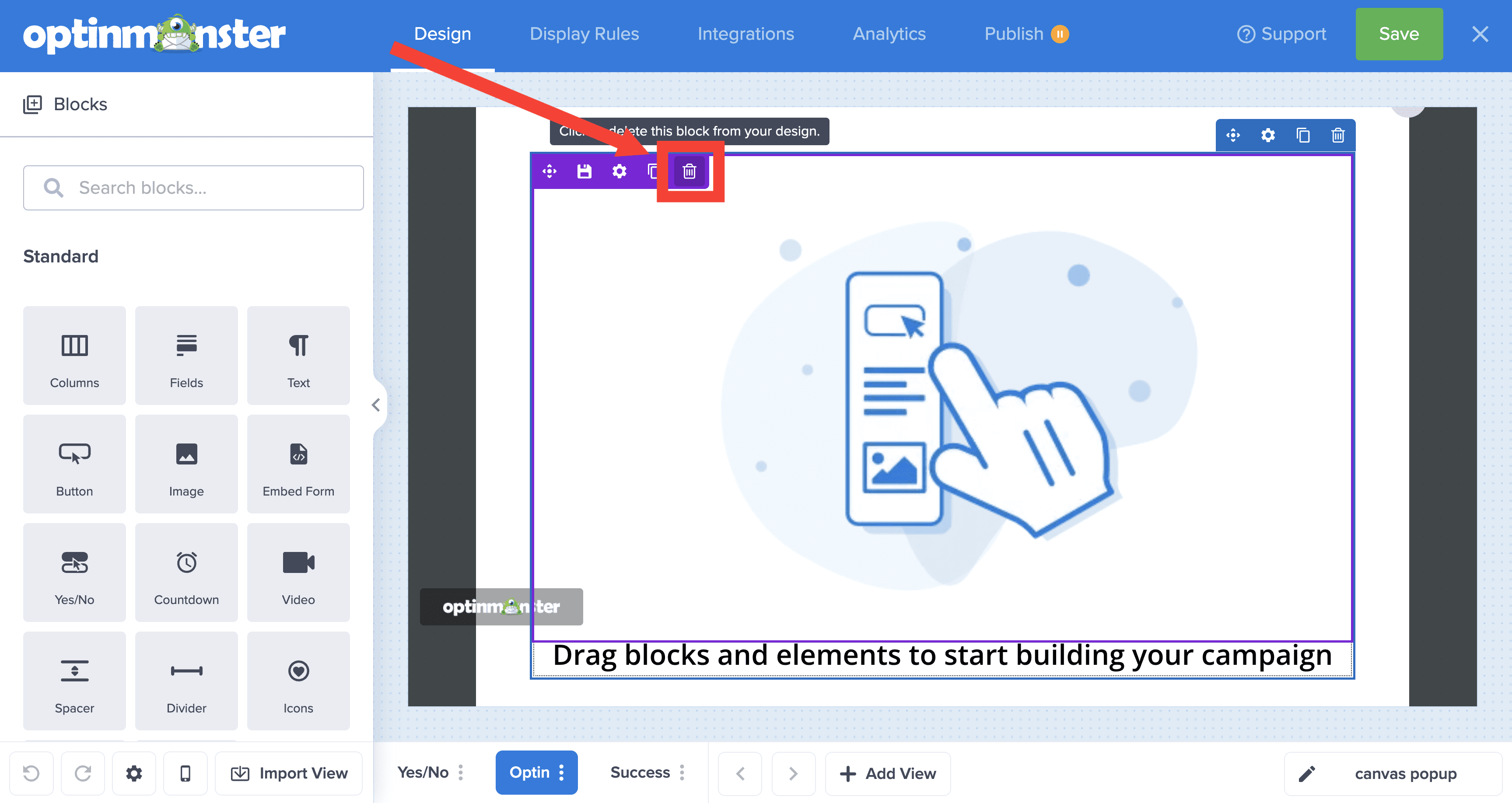 delete image with trash icon